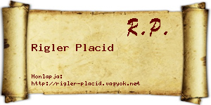 Rigler Placid névjegykártya